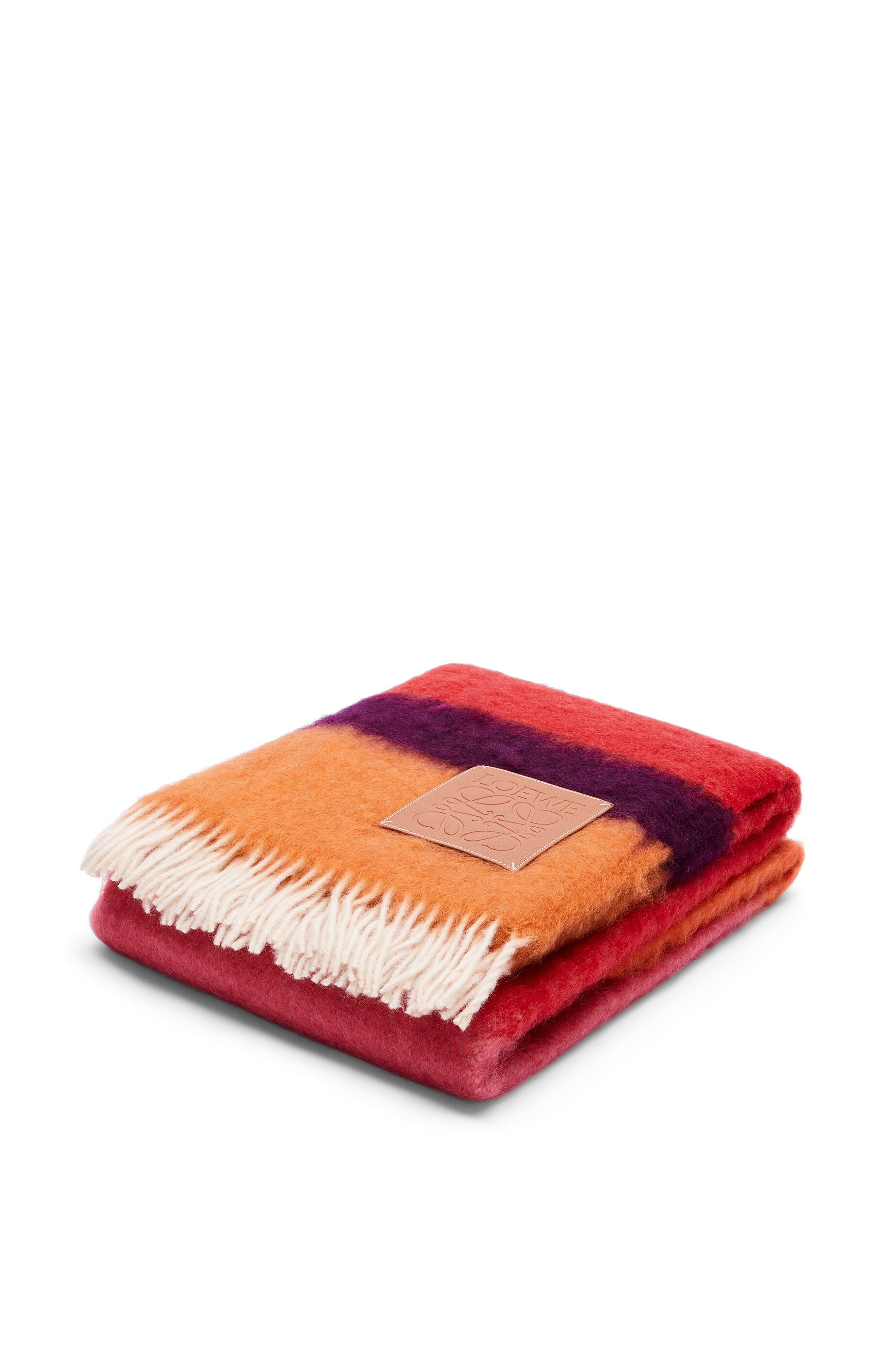 Striped blanket in mohair and wool blend - 1
