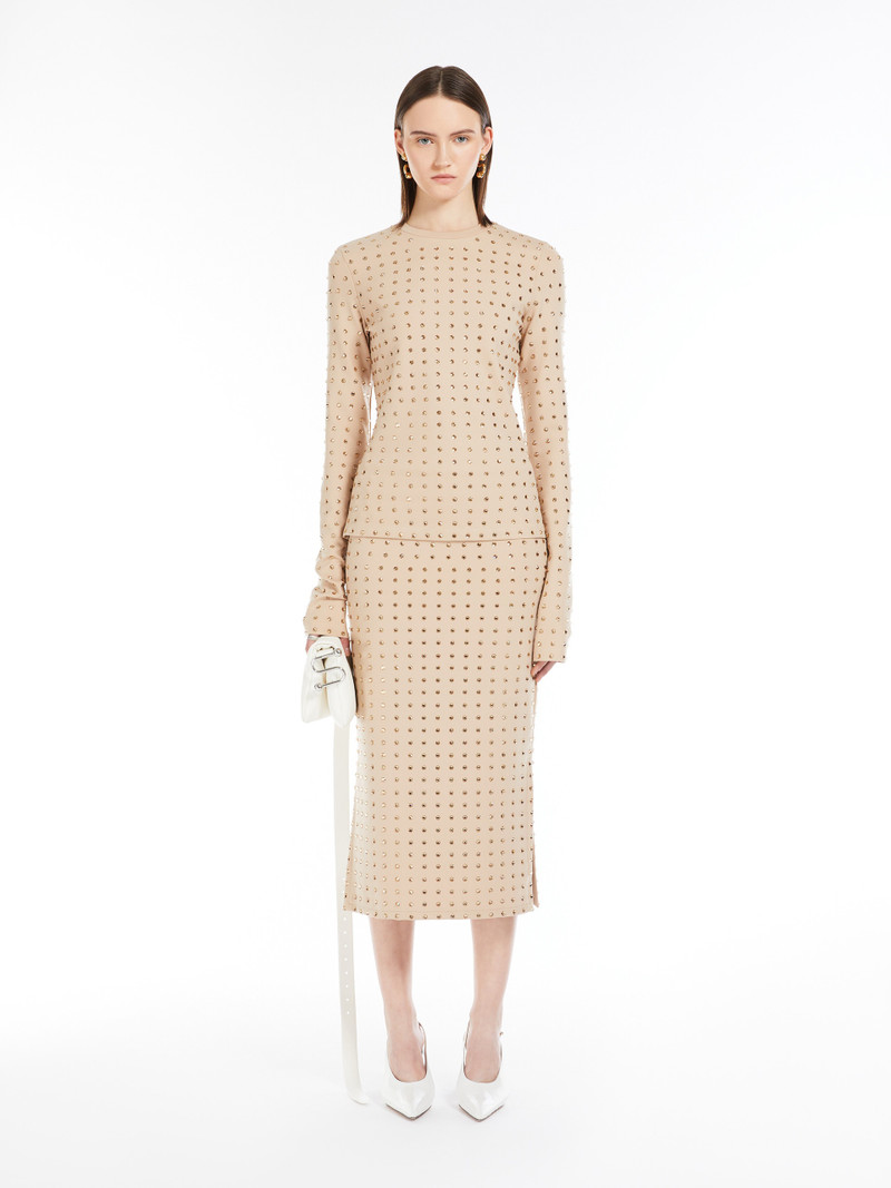 Sportmax NOME Scuba jersey skirt with rhinestones outlook