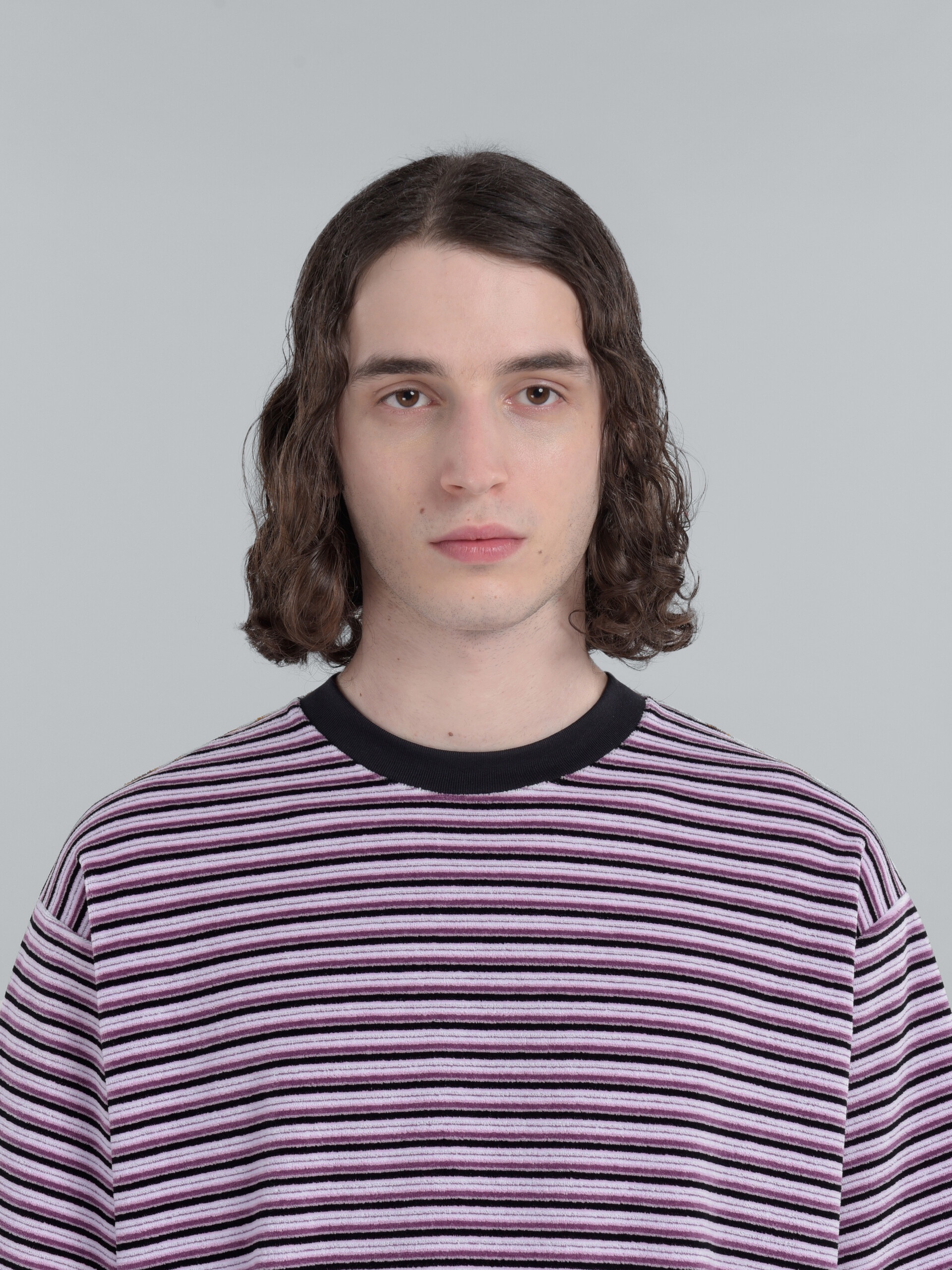 STRIPED VELOUR SHORT-SLEEVED T-SHIRT - 4