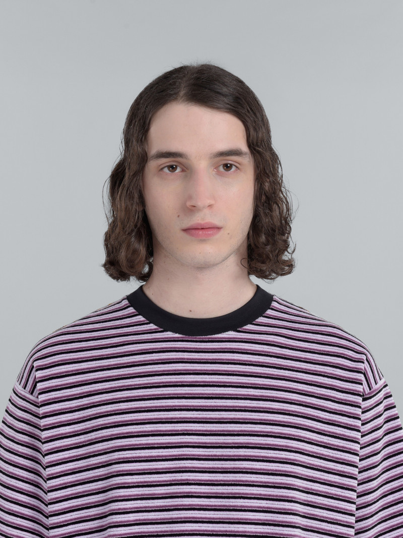 STRIPED VELOUR SHORT-SLEEVED T-SHIRT 4