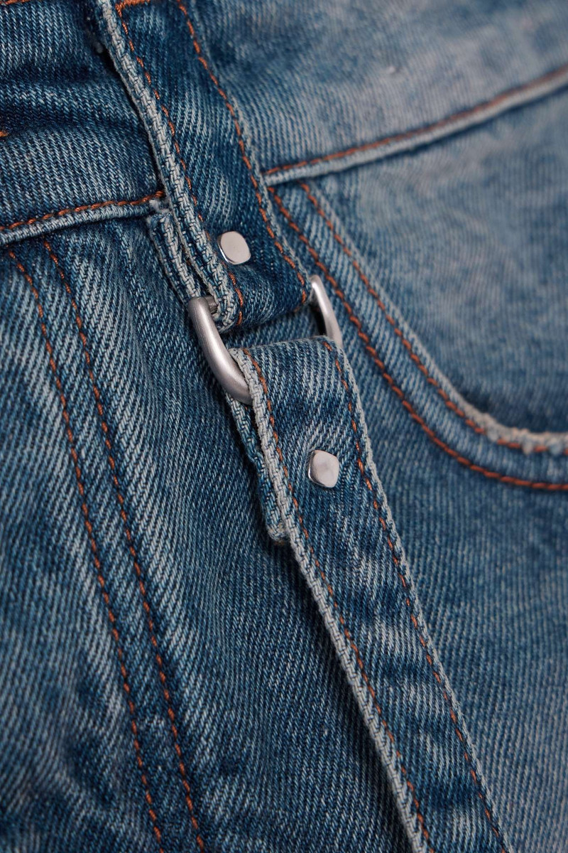 Distressed denim mini skirt 4