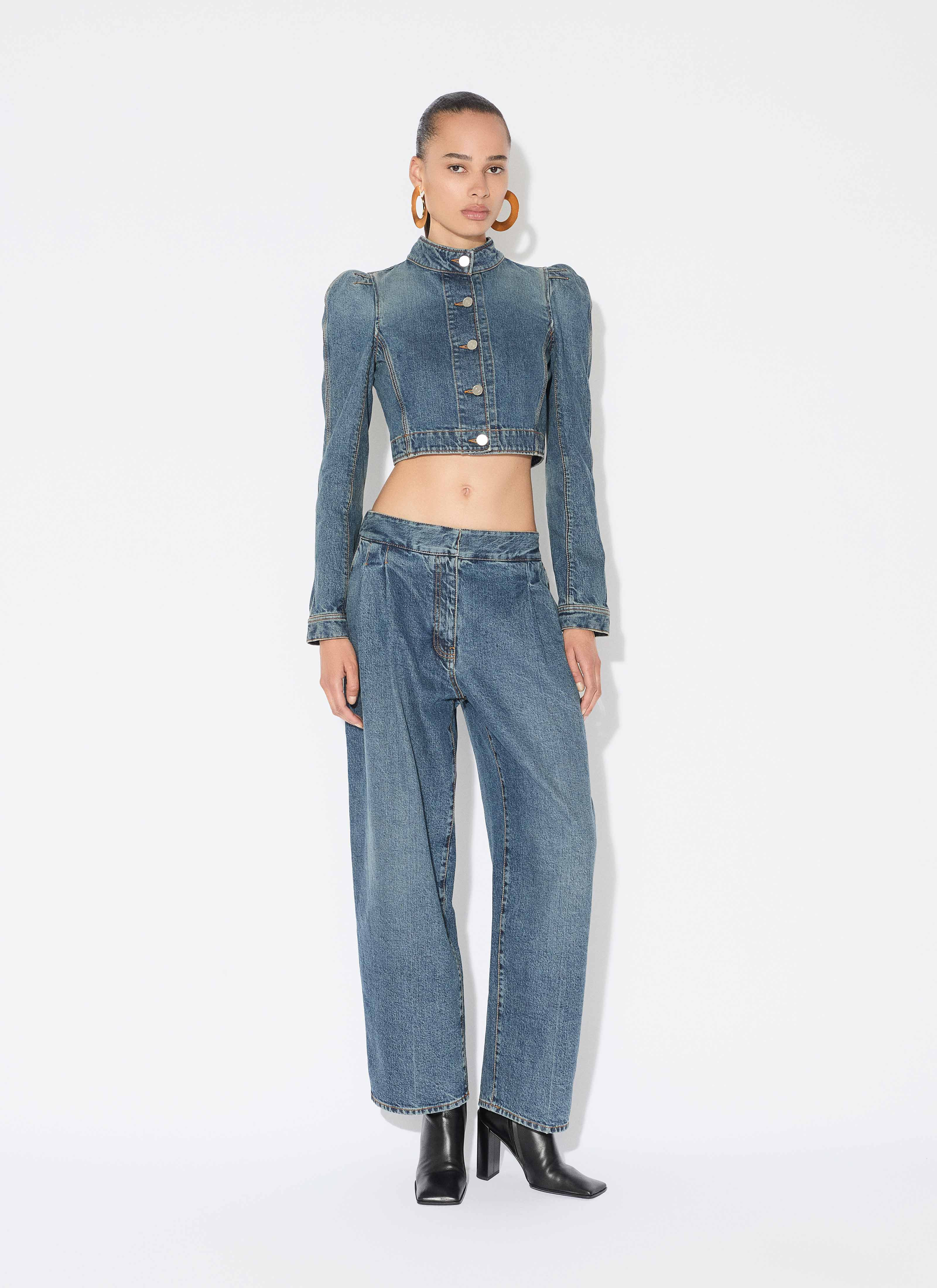 DENIM HIGH NECK JACKET - 2