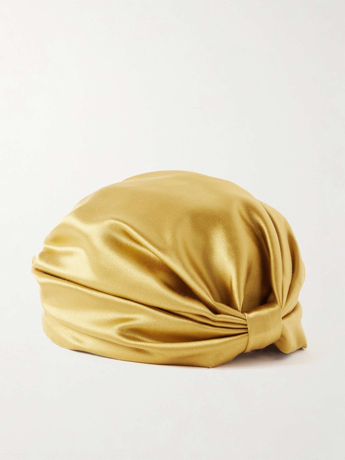 Gathered silk-satin head scarf Yellow - 2