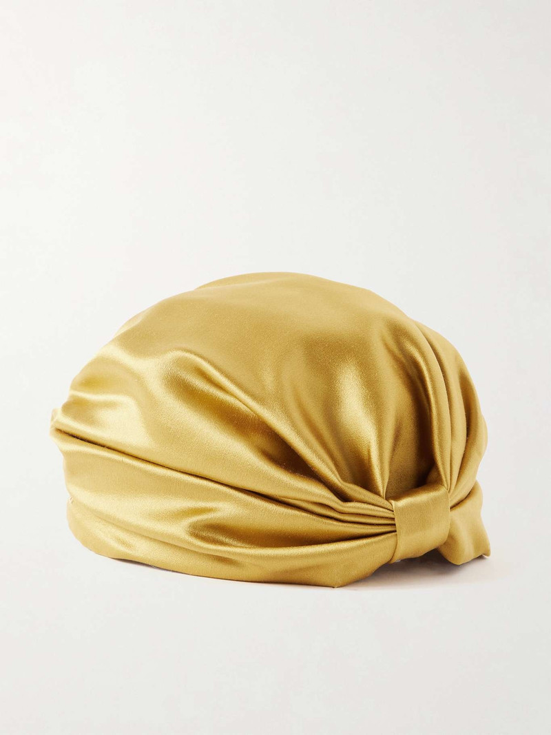 Valentino Gathered silk-satin head scarf Yellow outlook