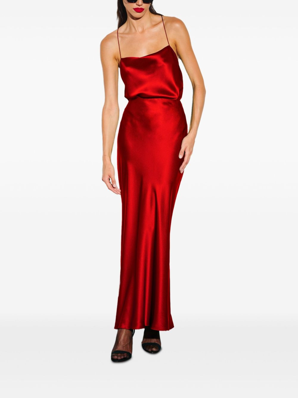 cowl-neck satin top - 2
