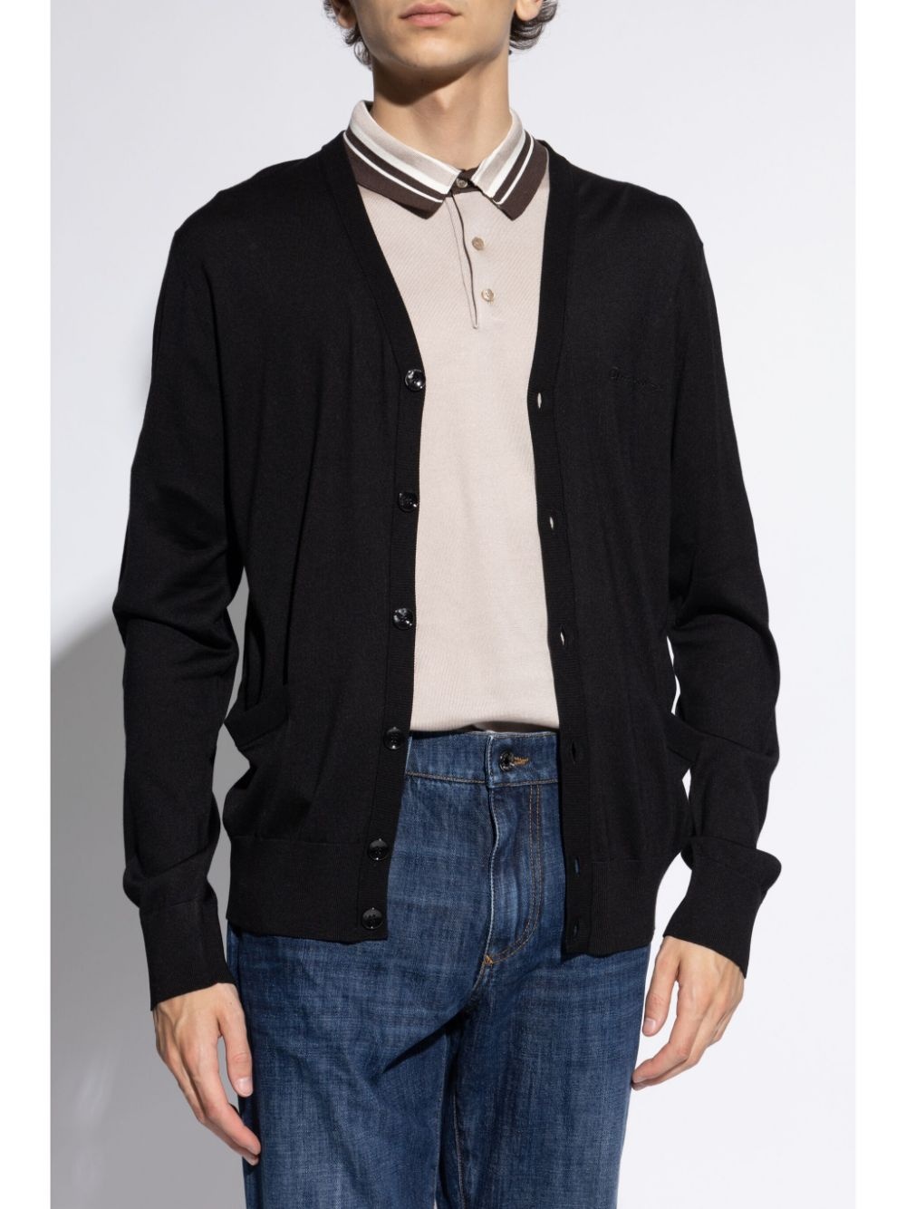 logo-embroidered cardigan - 3