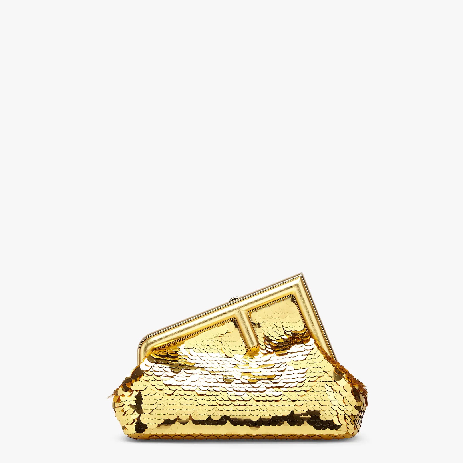Gold-colored leather and sequinned bag - 1