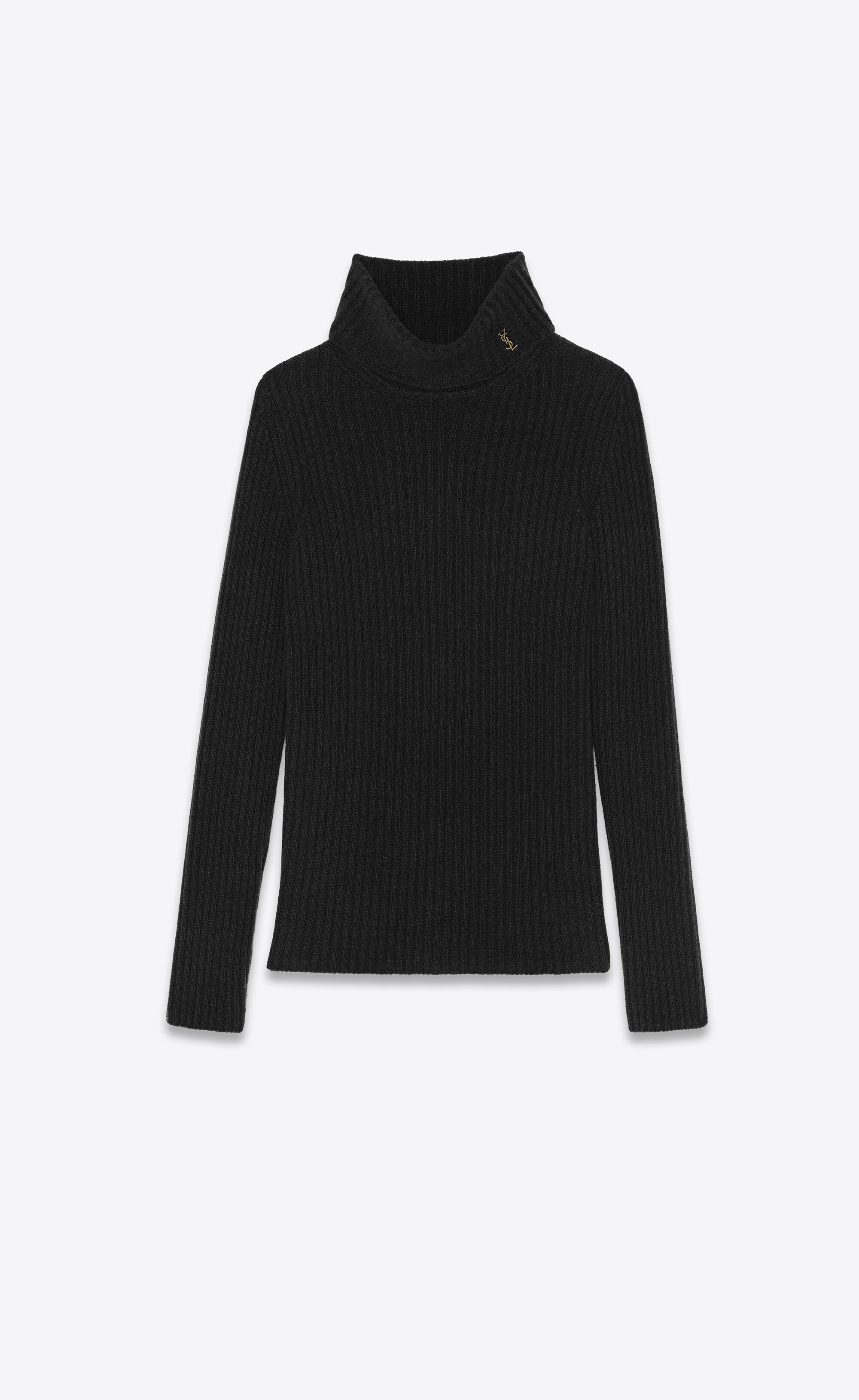 ribbed turtleneck sweater in wool and cashmere - 1