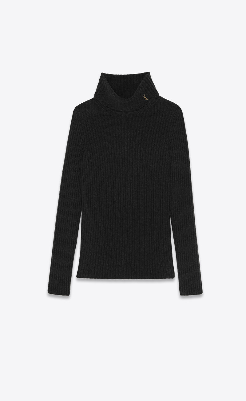 ribbed turtleneck sweater in wool and cashmere 1