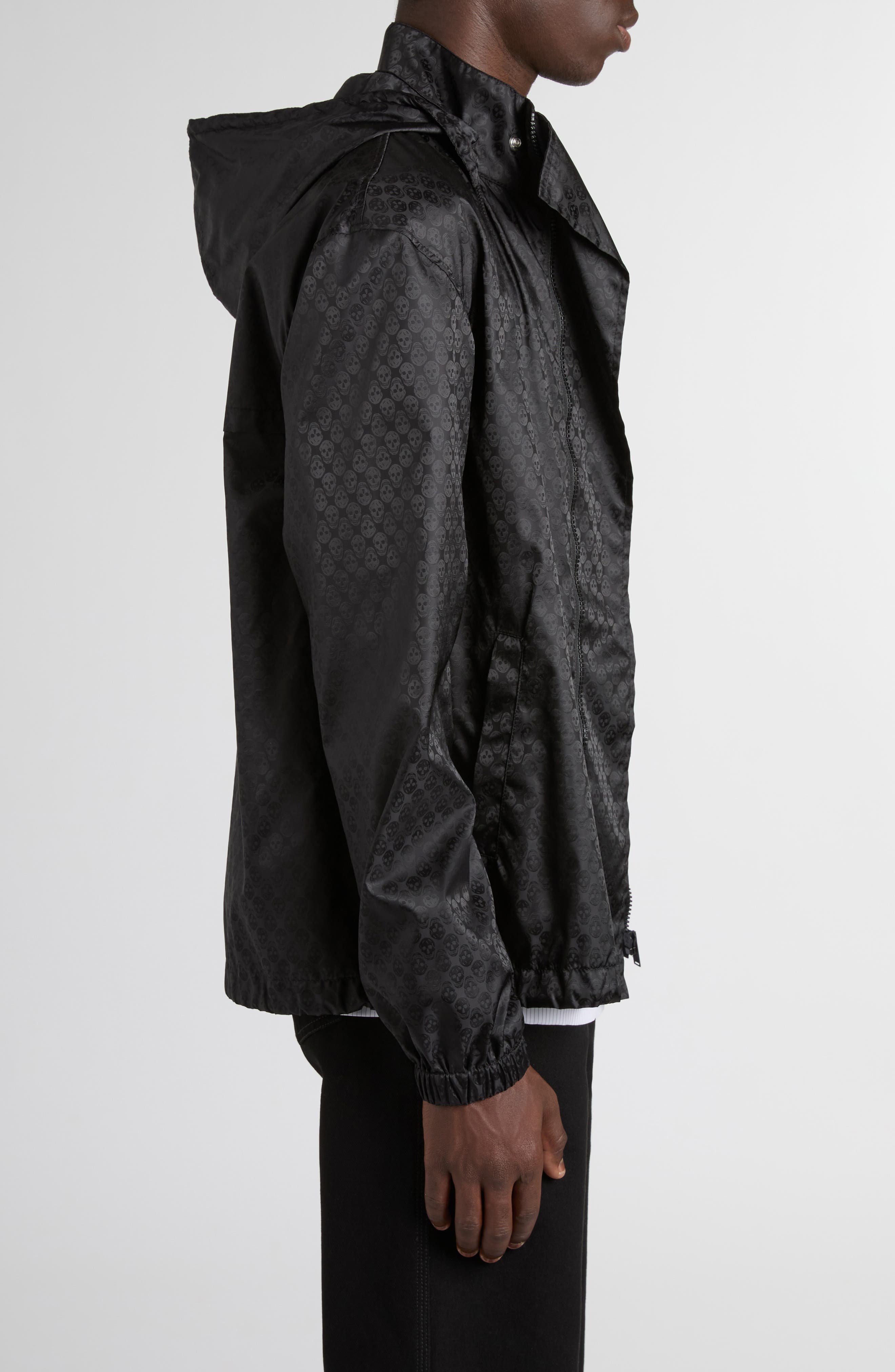 McQueen Skull Jacquard Windbreaker Jacket in Black at Nordstrom - 4