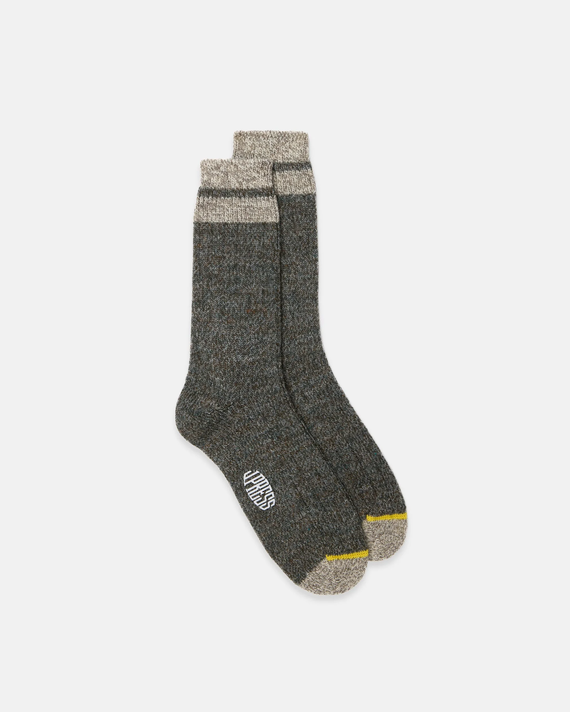 MADE-IN-UK CHARCOAL & YELLOW BRITISH WOOL SOCKS - 1