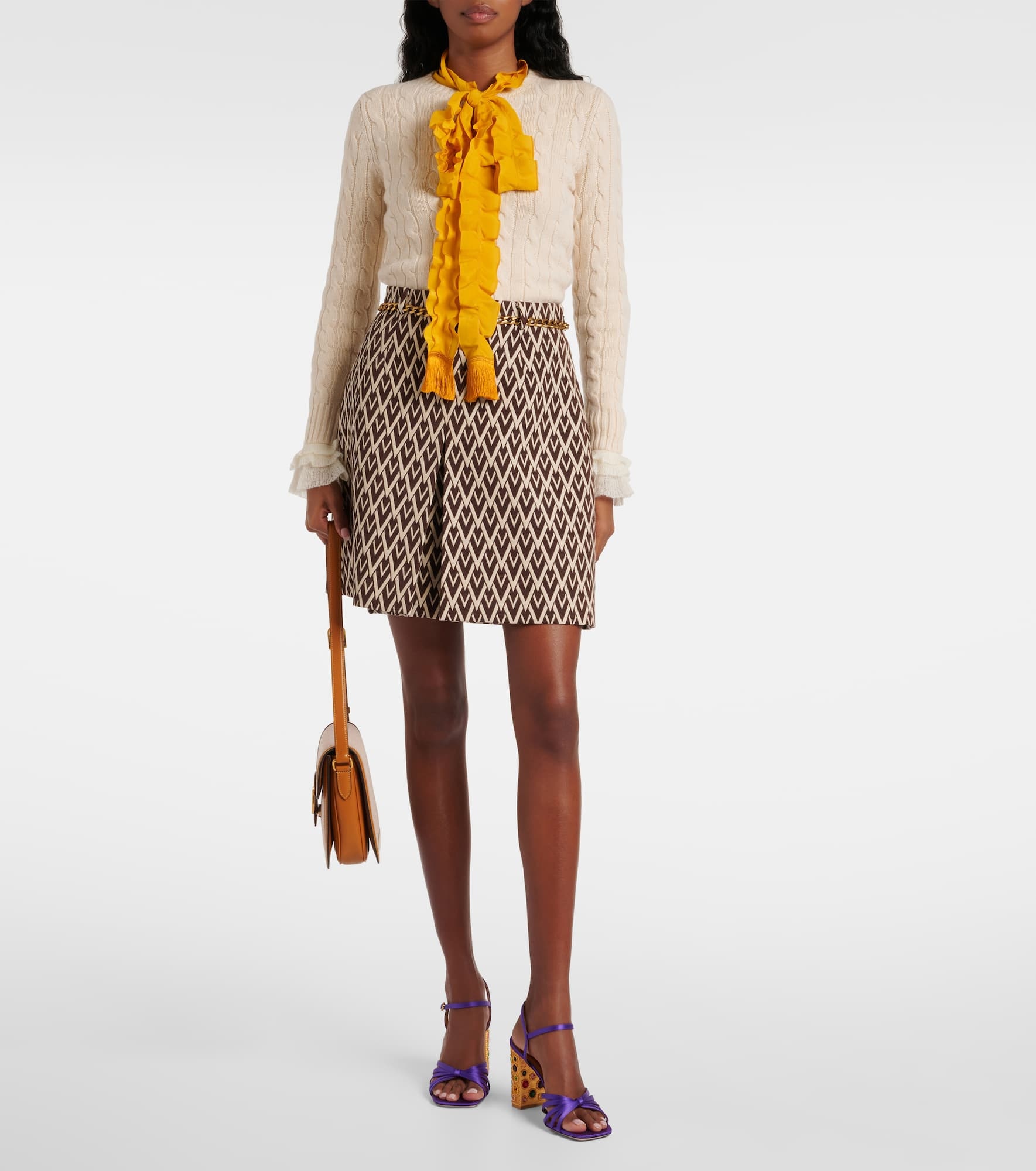 Cable-knit ruffled cashmere sweater - 2