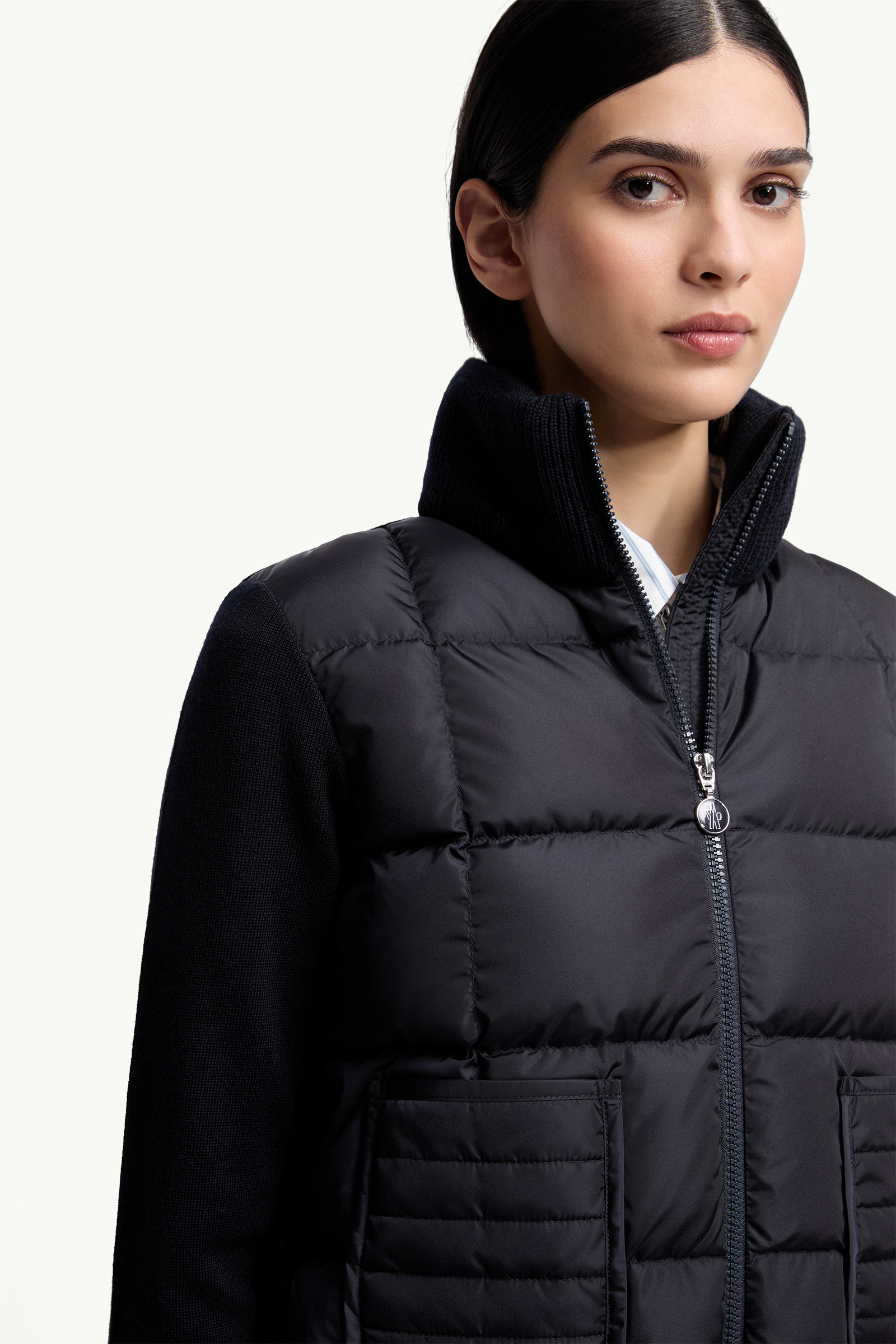 Square-Quilted Padded Wool Zip-Up Cardigan - 6