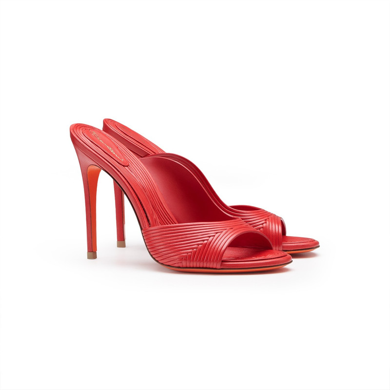 Santoni Women's red leather high-heel sandal outlook