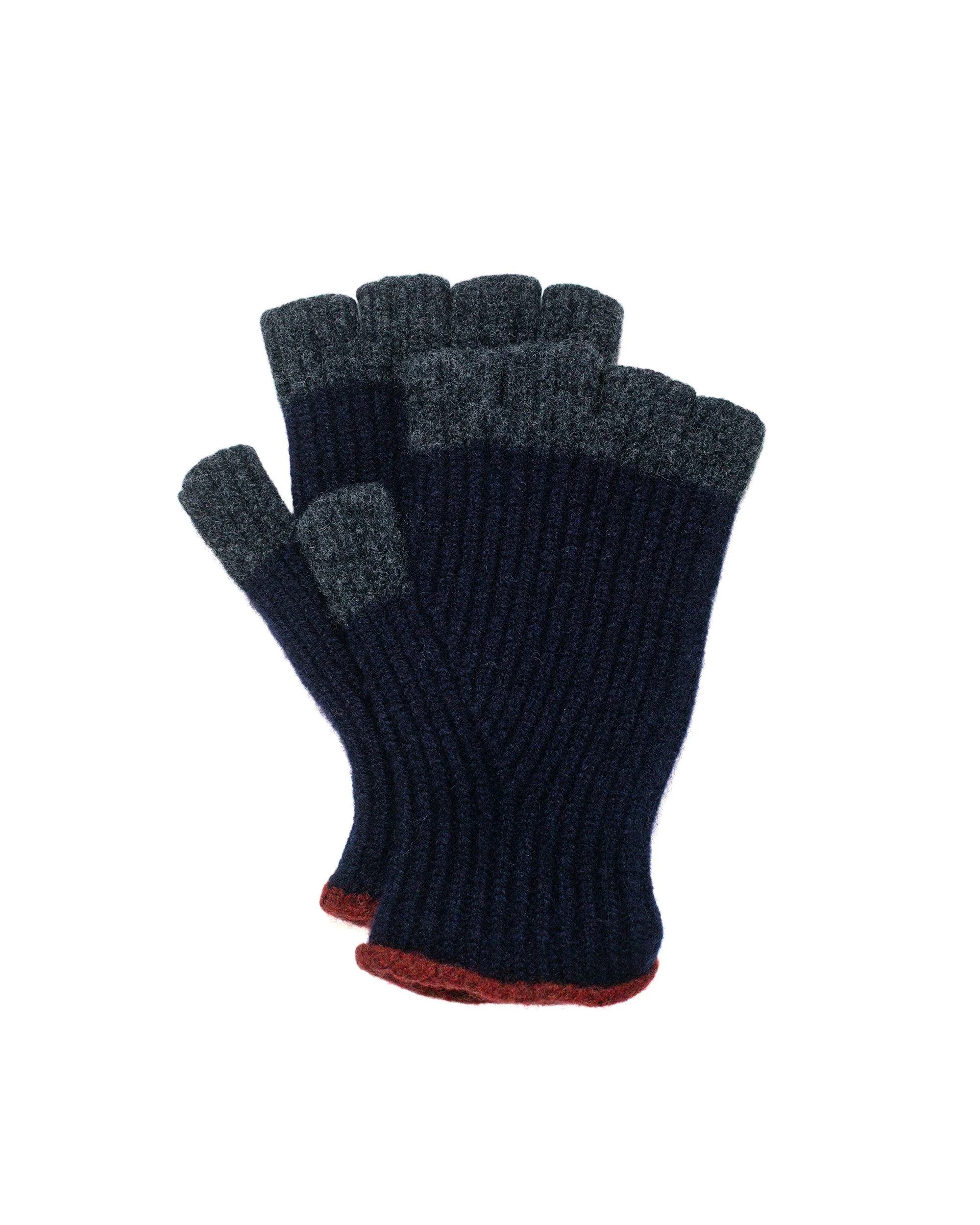 No Fingers In There Ribbed Gloves Navy - 1