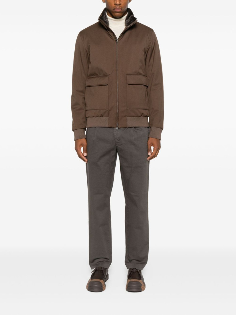 Herno faux-fur collar zip-front jacket outlook