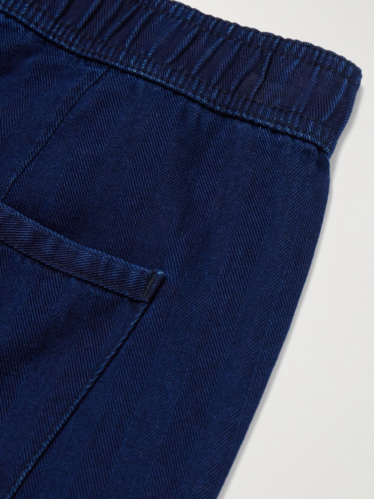 Osborne Straight-Leg Herringbone Cotton Shorts Blue - 5