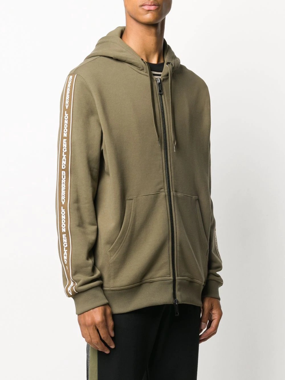 logo tape zip-up hoodie - 3