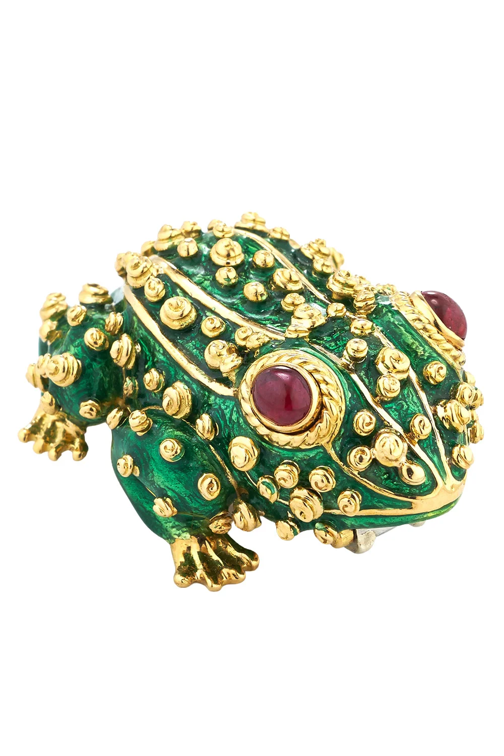 Ruby Green Frog Brooch - 1