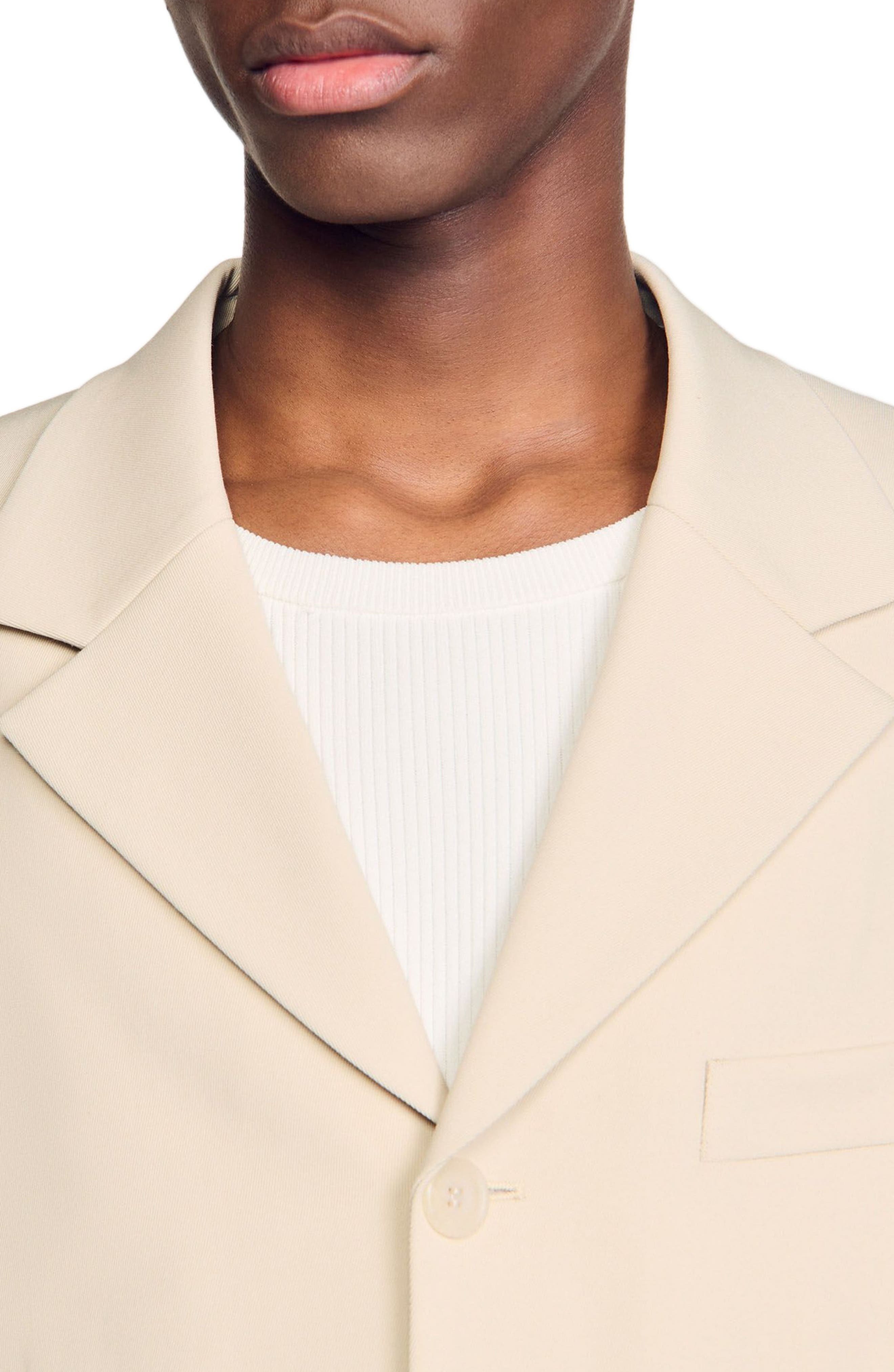SANDRO Oversized wool suit jacket in Oats at Nordstrom - 4