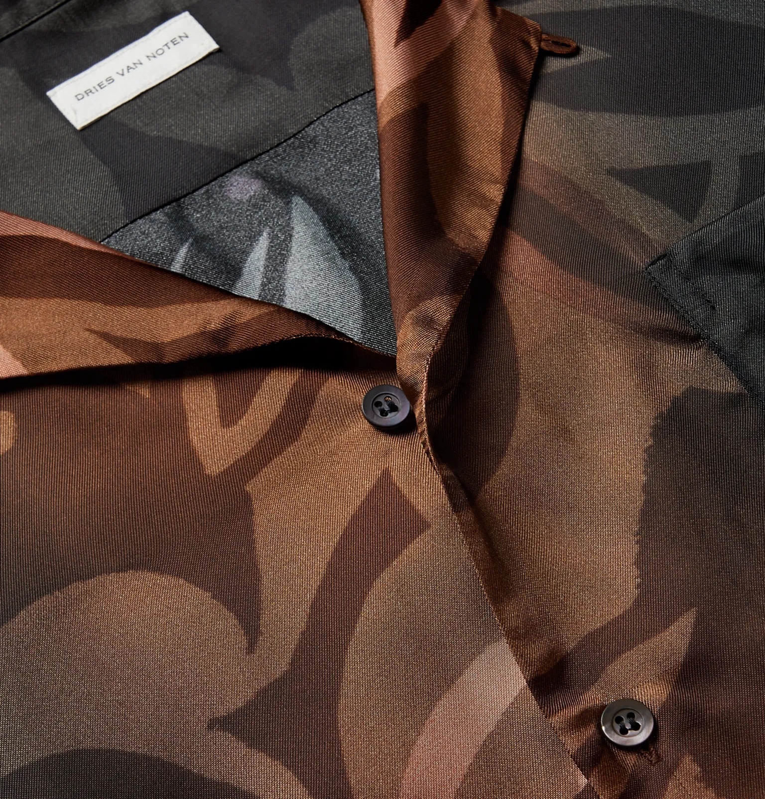 Camp-Collar Printed Satin-Twill Shirt - 5