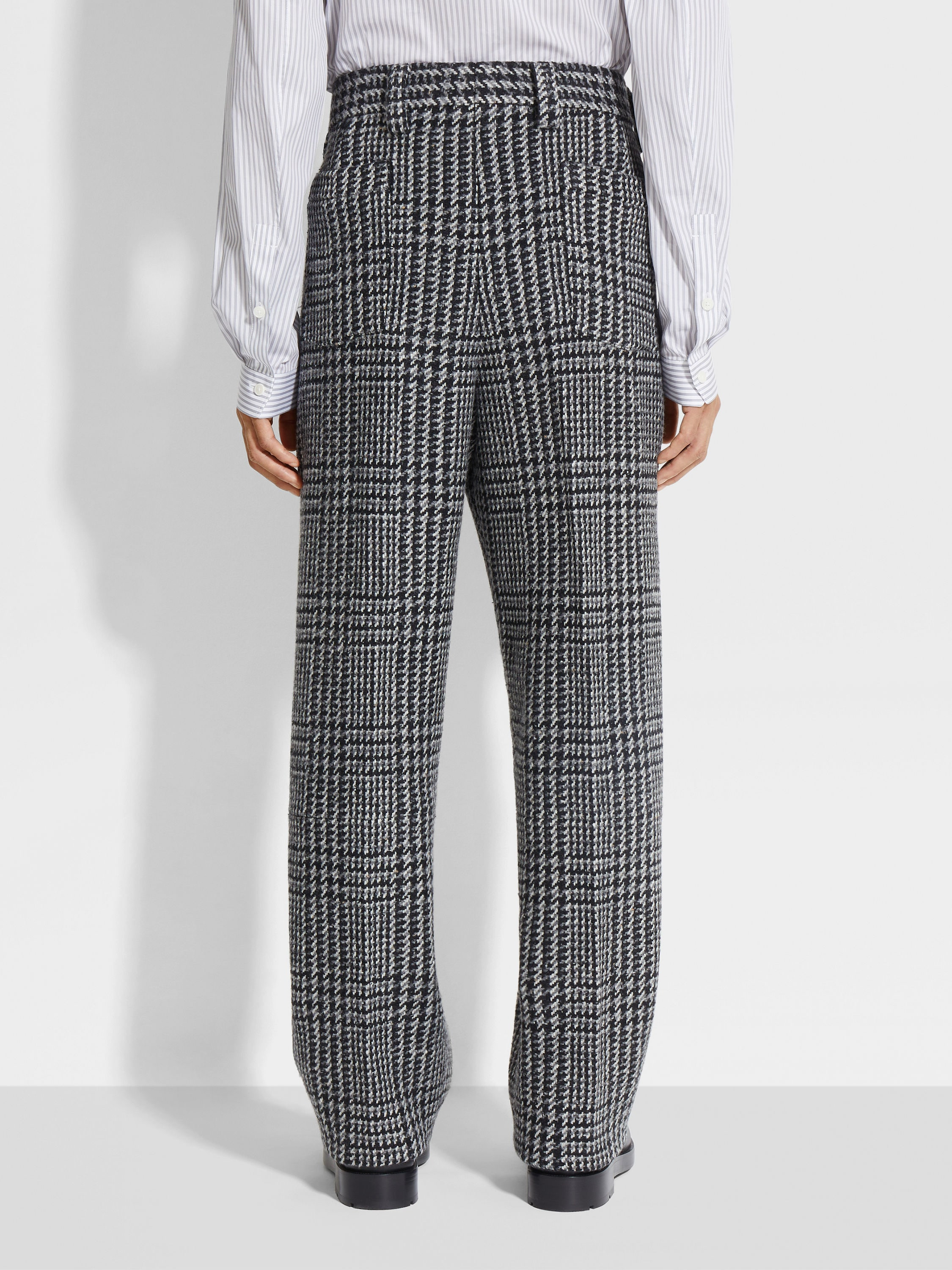 GREY WHITE AND BLACK WOOL AND CASHMERE PANTS - 6