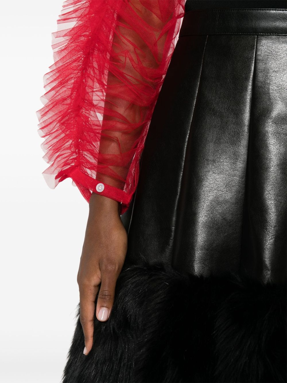 tulle-sleeve leather harness top - 5