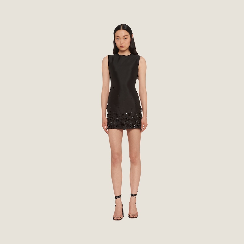 Embroidered silk and wool mini-dress - 1