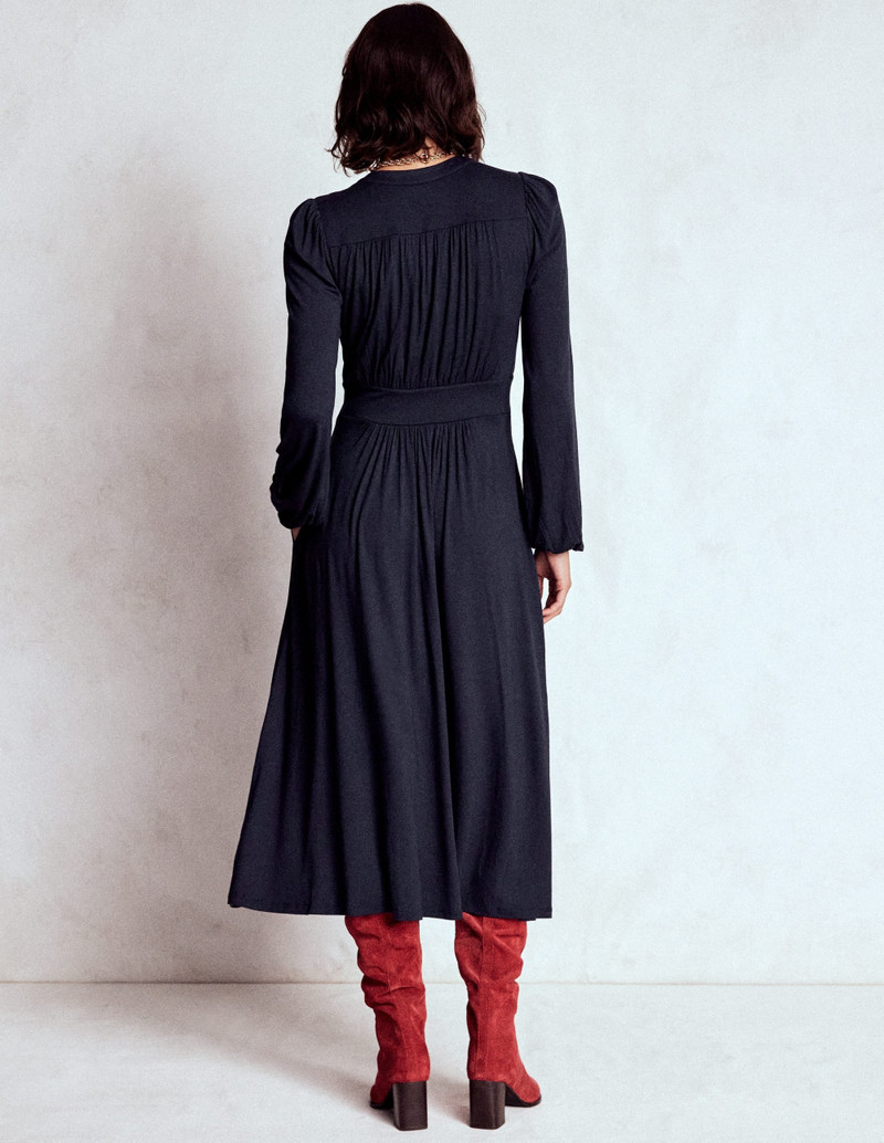 Lily Long Sleeve Midi Dress-Navy 4
