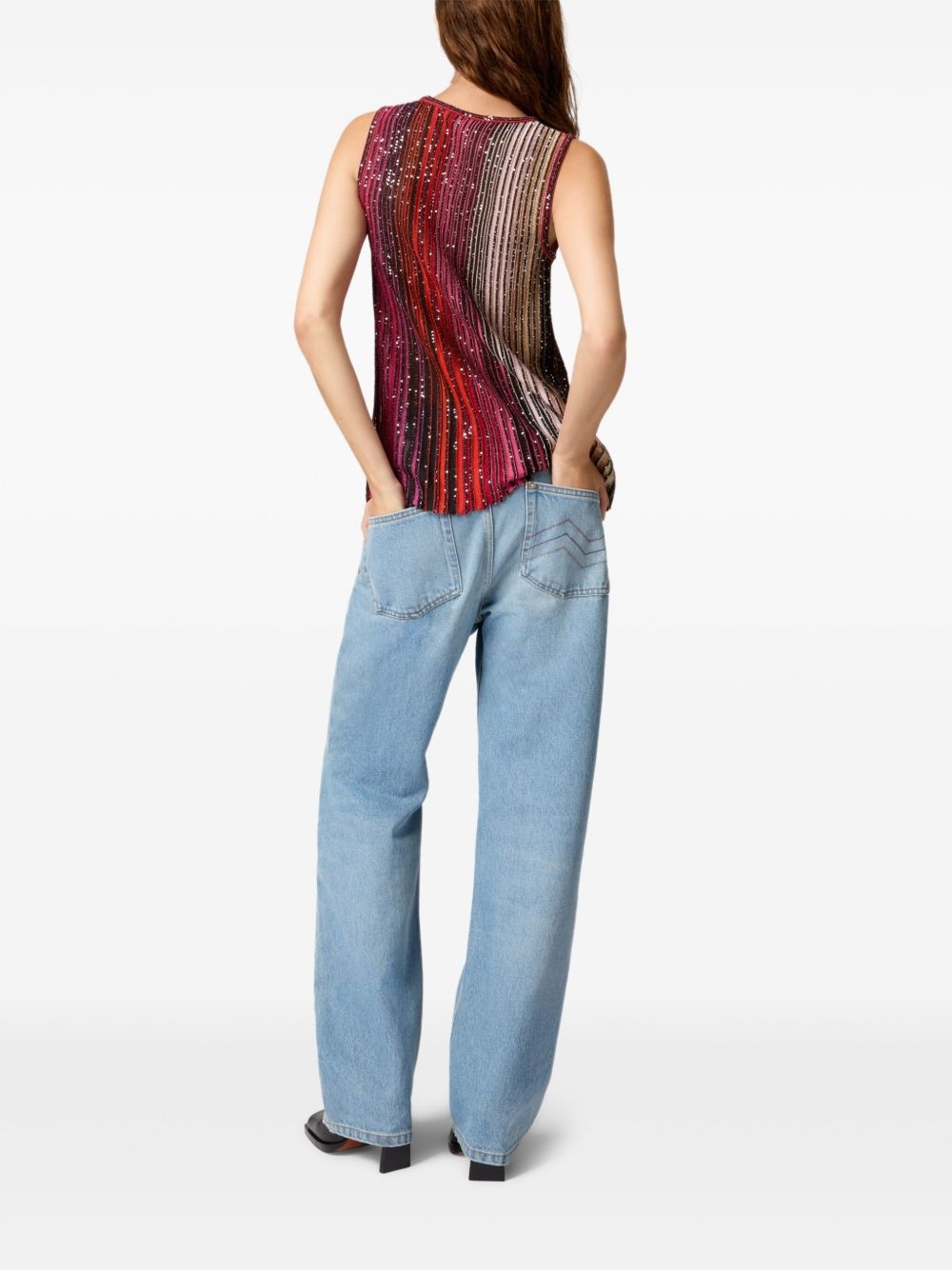 sequin-embellished striped vest - 3