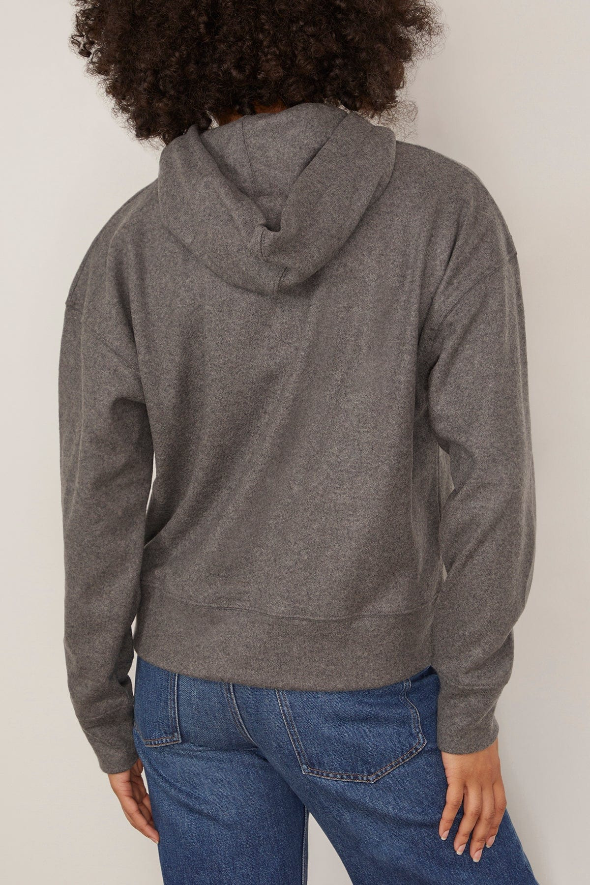 Wool Hooded Sweater in Grey Melange - 4