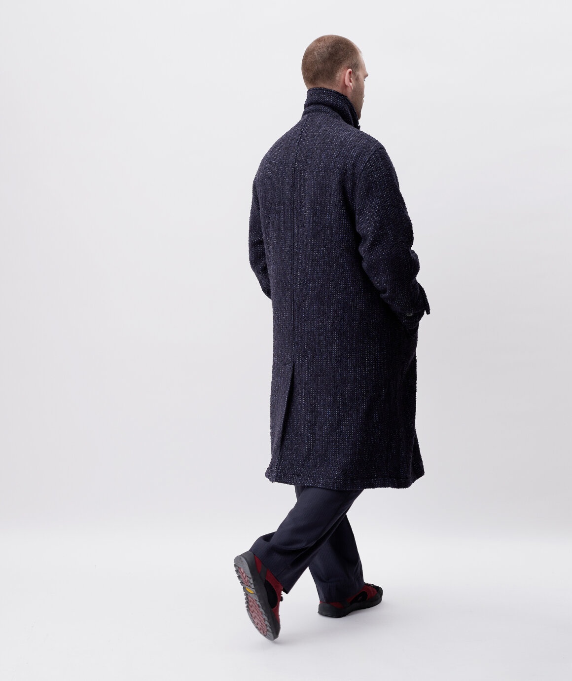 WOVEN CITY LIGHT ROVING TWEED SINGLE BREASTED COAT - 4