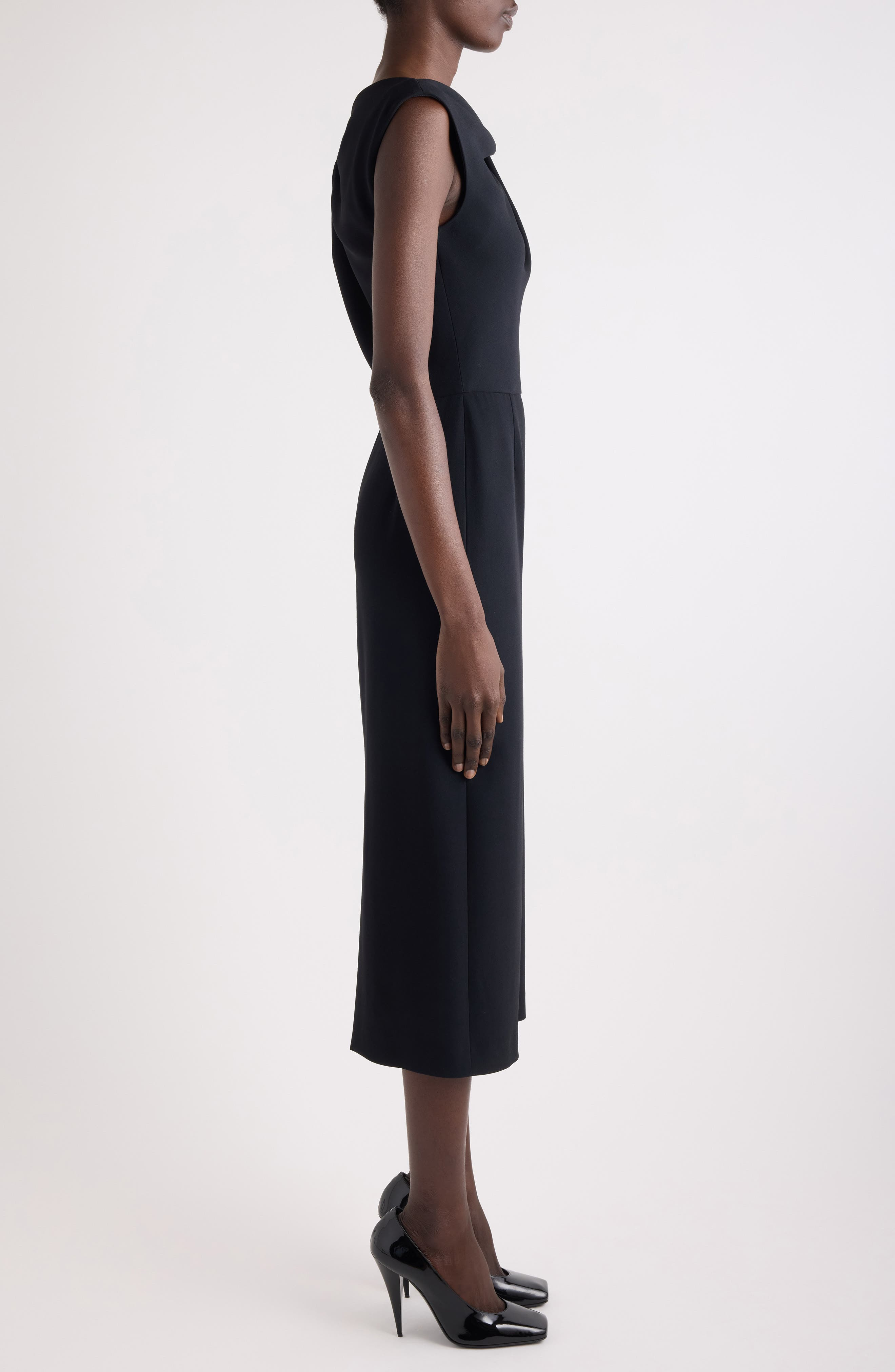 Givenchy Draped Crepe Cady Midi Pencil Dress in Black at Nordstrom - 4