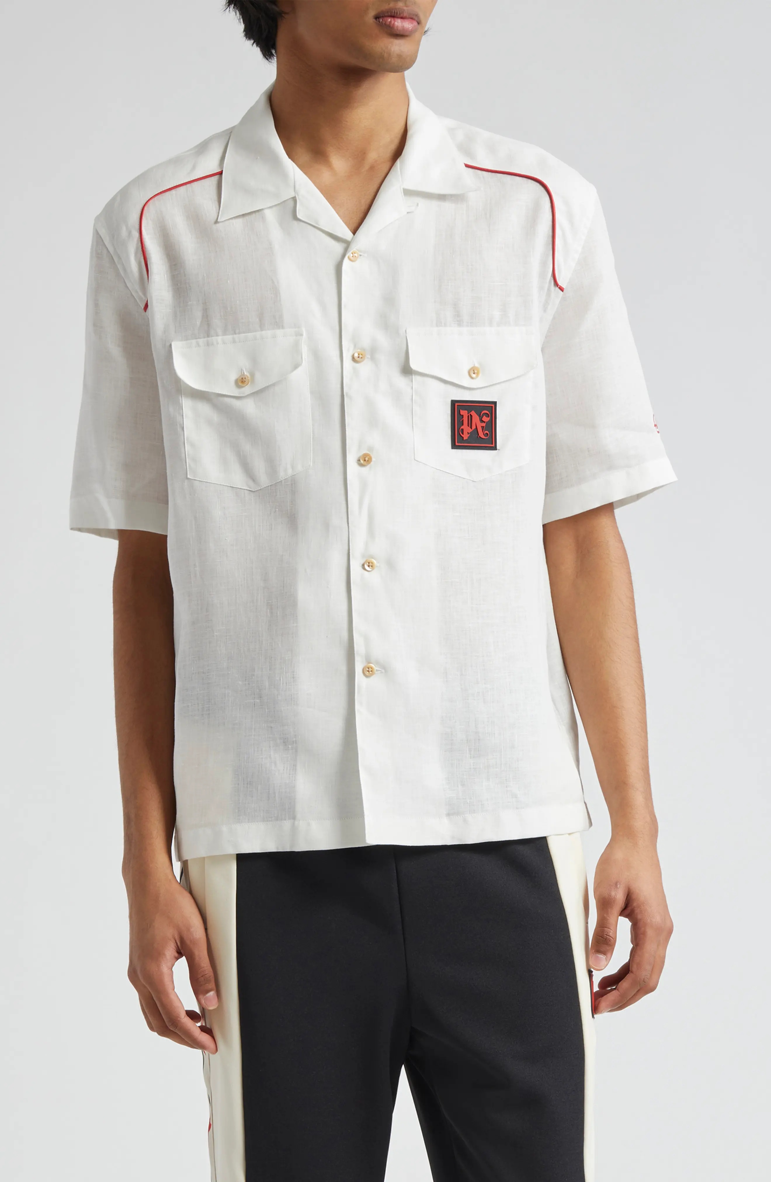 x Haas Moneygram Short Sleeve Linen Button-Up Camp Shirt - 1