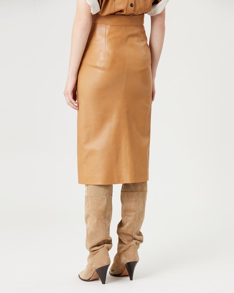 BLEHOR LEATHER MIDI SKIRT - 5