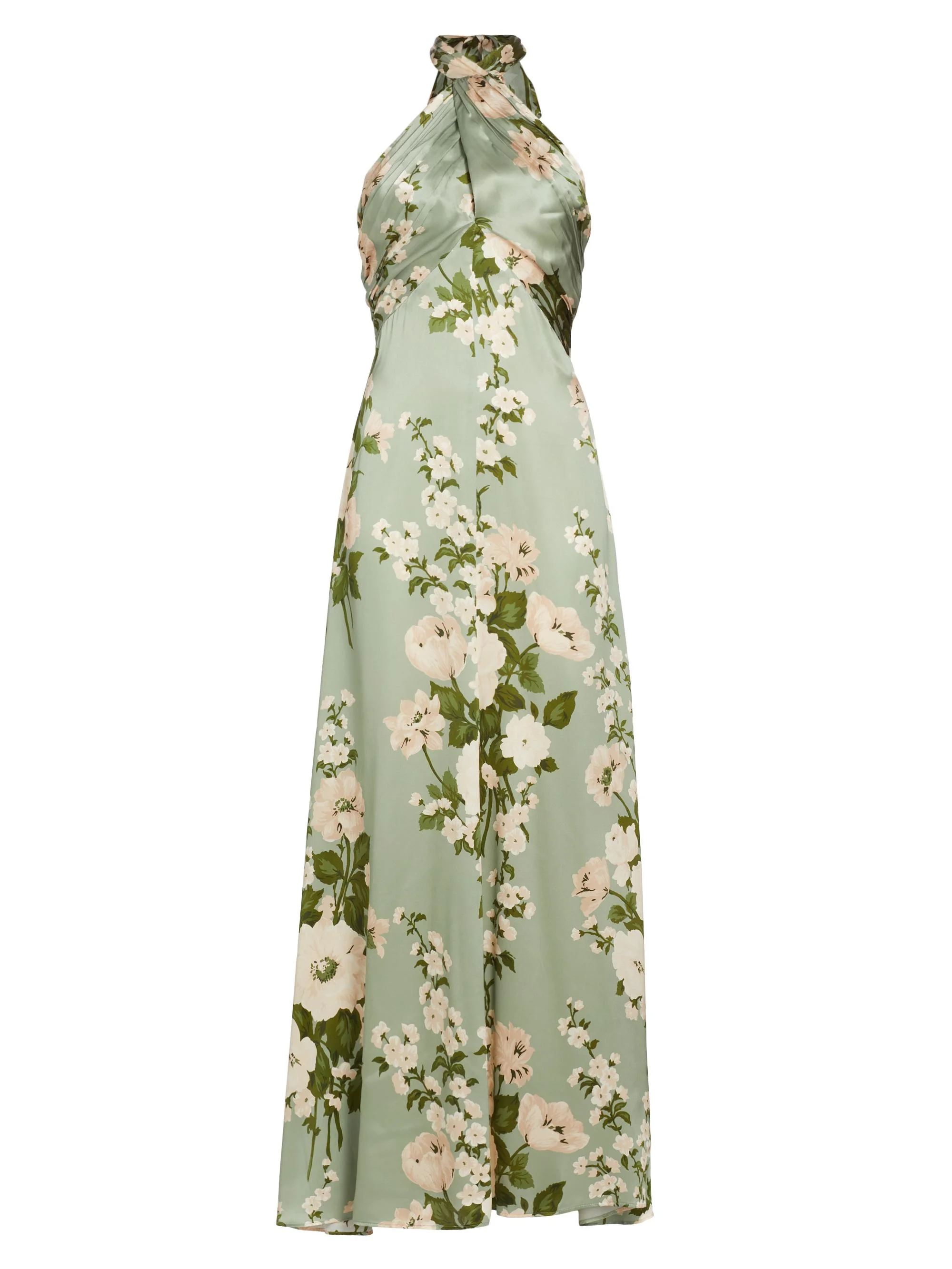 Women's Veria Floral Silk Maxi Dress - Tarragon - 1