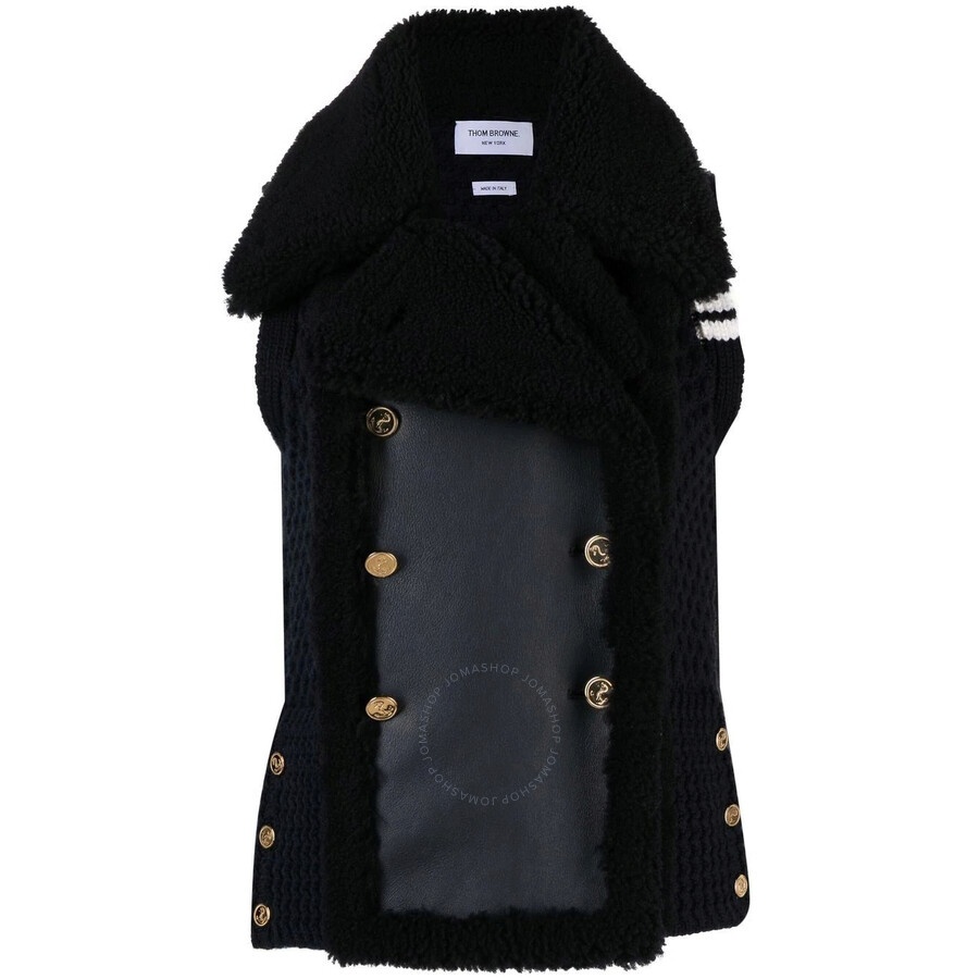 ベスト・ジレ THOM BROWNE Women Vests FBC010V00626 415 NAVY Classic Baby Cable Stitch Cropped V Neck Pullover Vest In