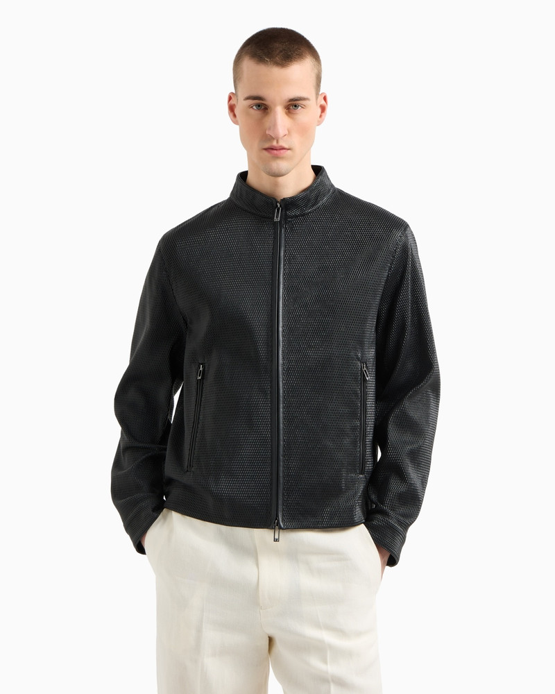 EMPORIO ARMANI BLOUSON IN SEMI-VEGETABLE TANNED, PERFORATED NAPPA LAMBSKIN outlook