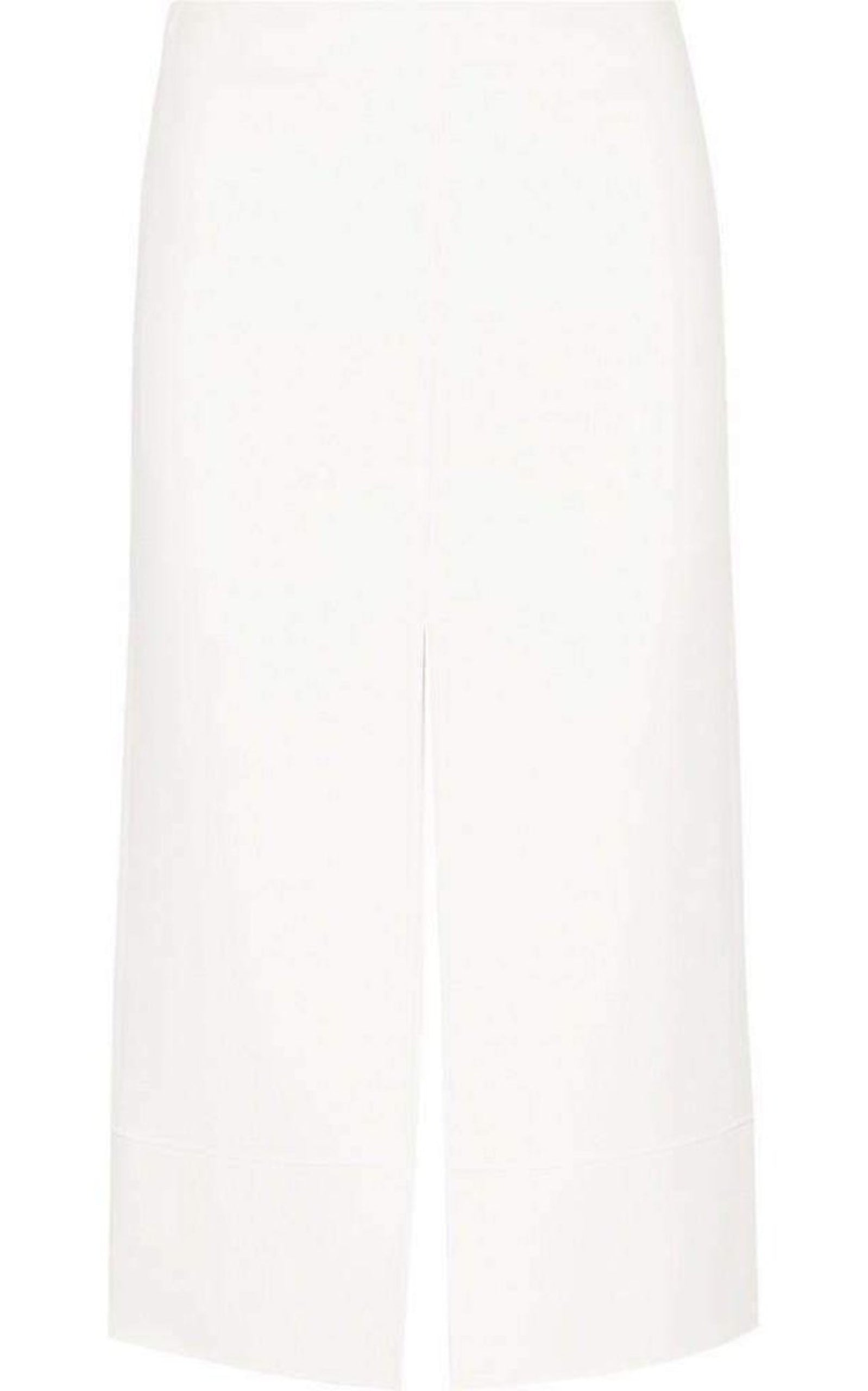 White Crepe Slit Knee Length Skirt - 1