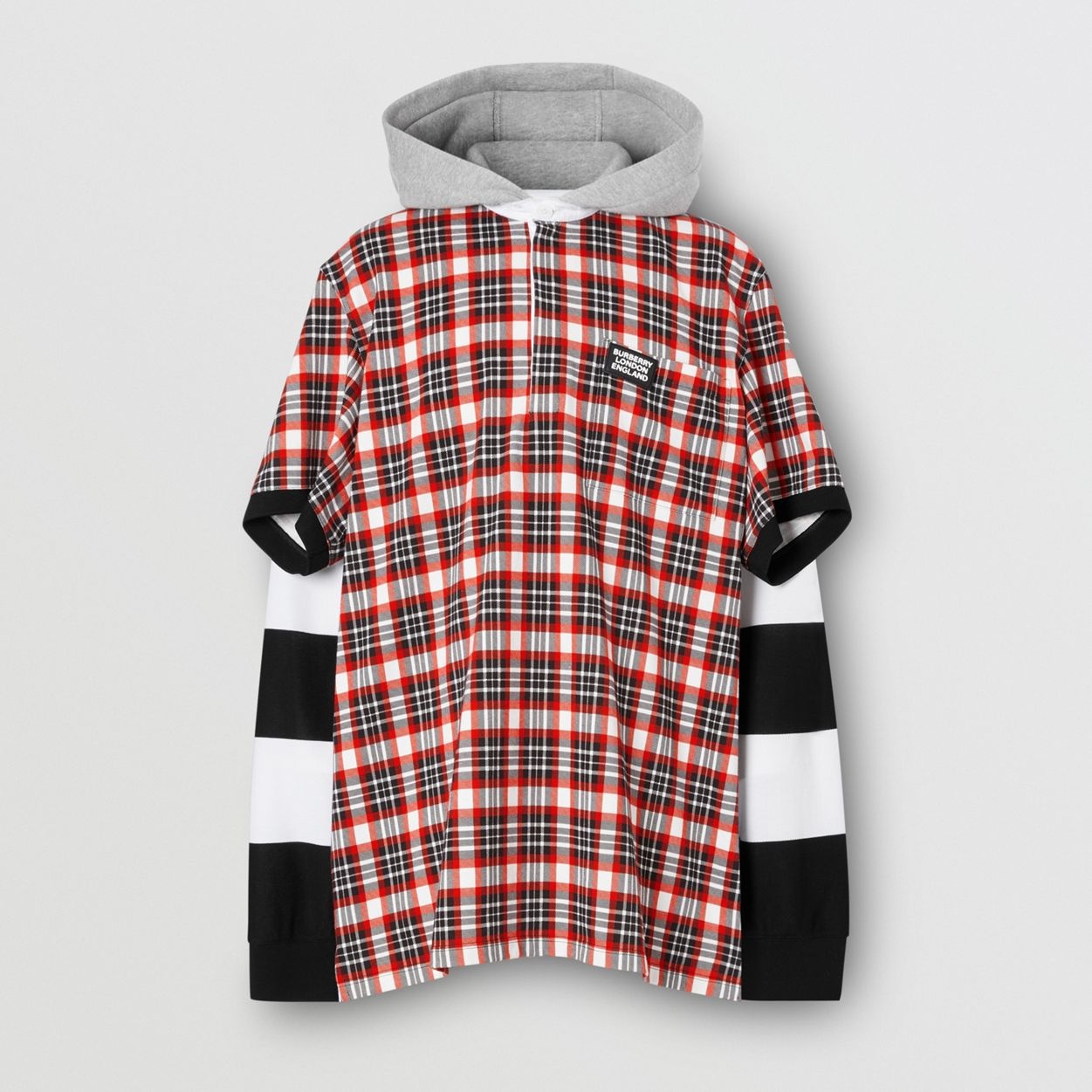 Check and Striped Cotton Reconstructed Rugby Shirt - 9