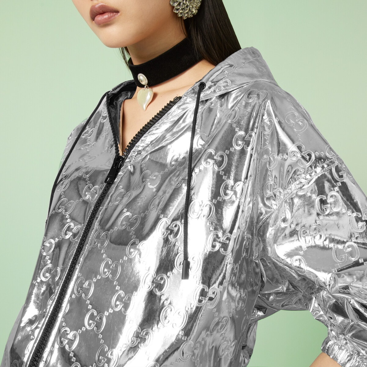 GG embossed fabric bomber jacket - 3