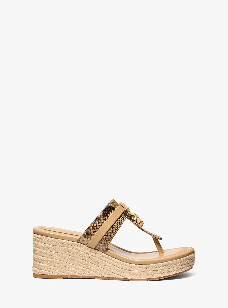 Zoe Snake Embossed Wedge Sandal - 1