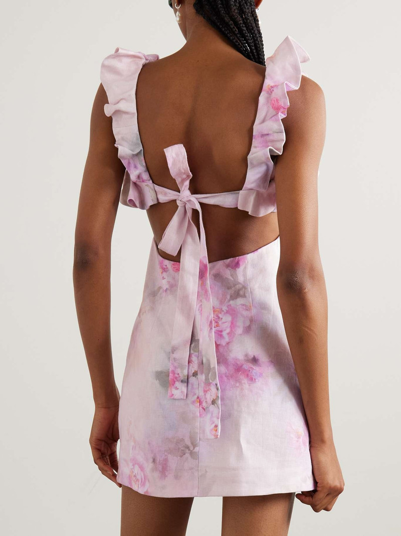 chinese dress ladies Zimmermann Honour Corset Mini Dress Cream Floral Print Linen Size 0   Celebrity Owned