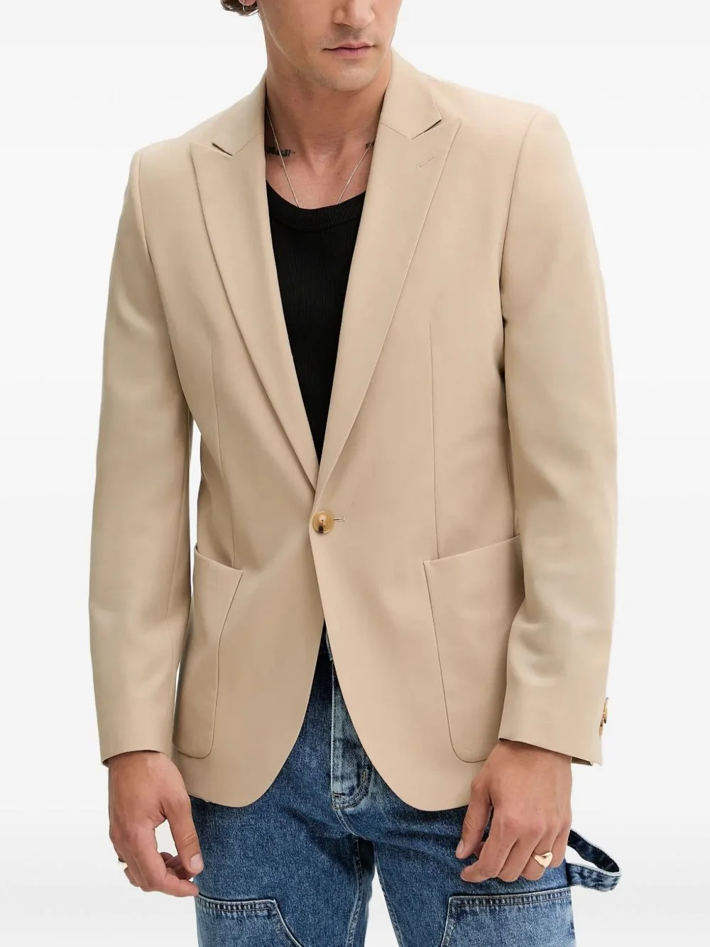 patch-pocket single-breasted blazer - 1