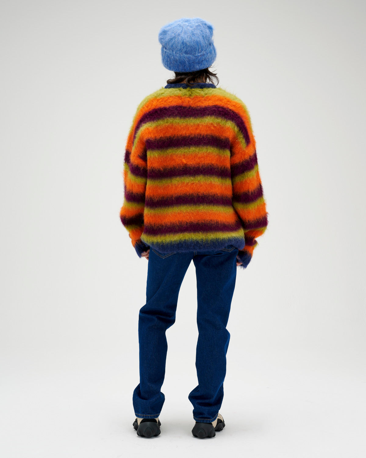 Blurry Lines Alpaca Crewneck Sweater - Orange Multi - 8