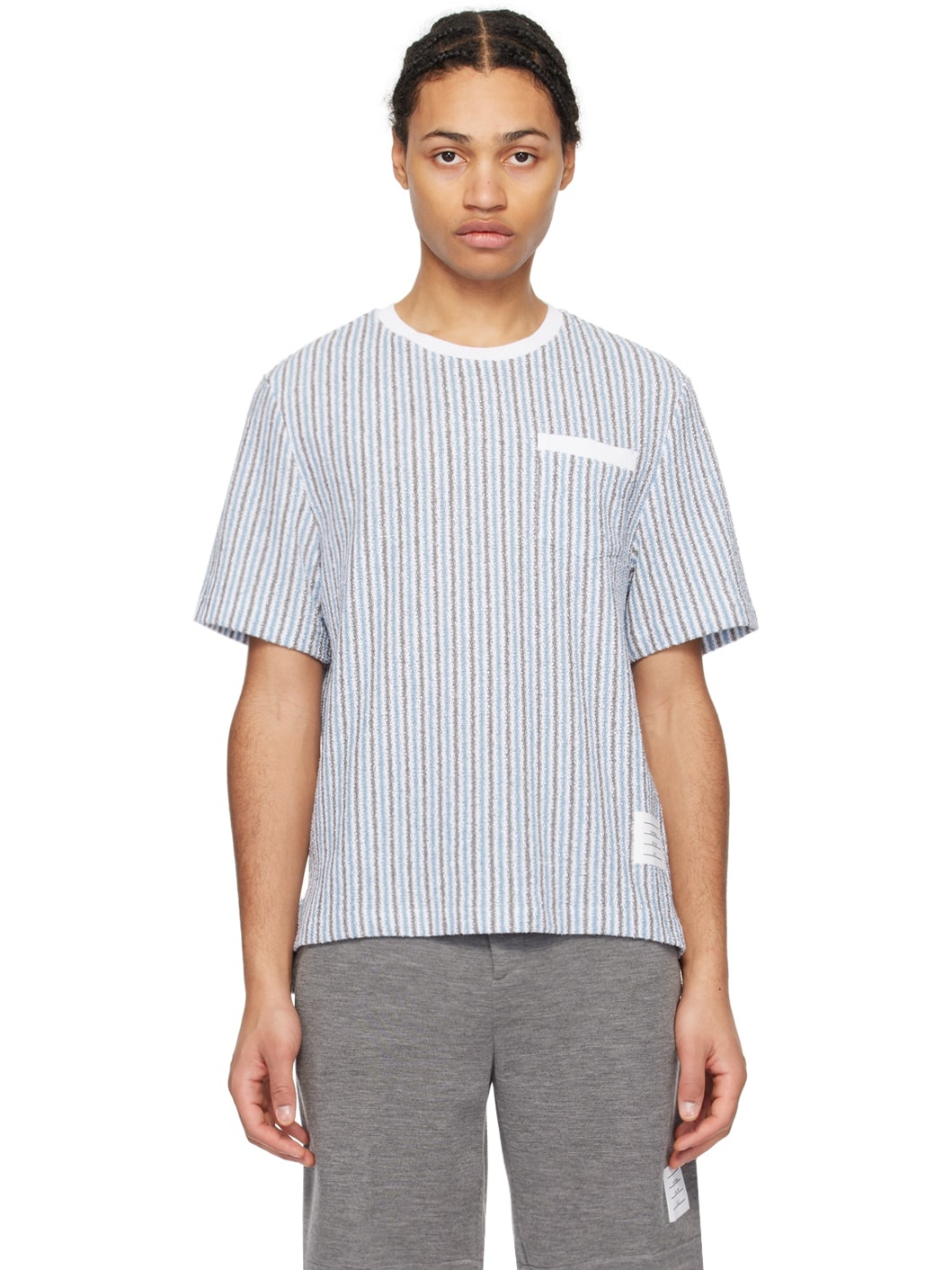 Blue & Gray Striped T-Shirt - 1