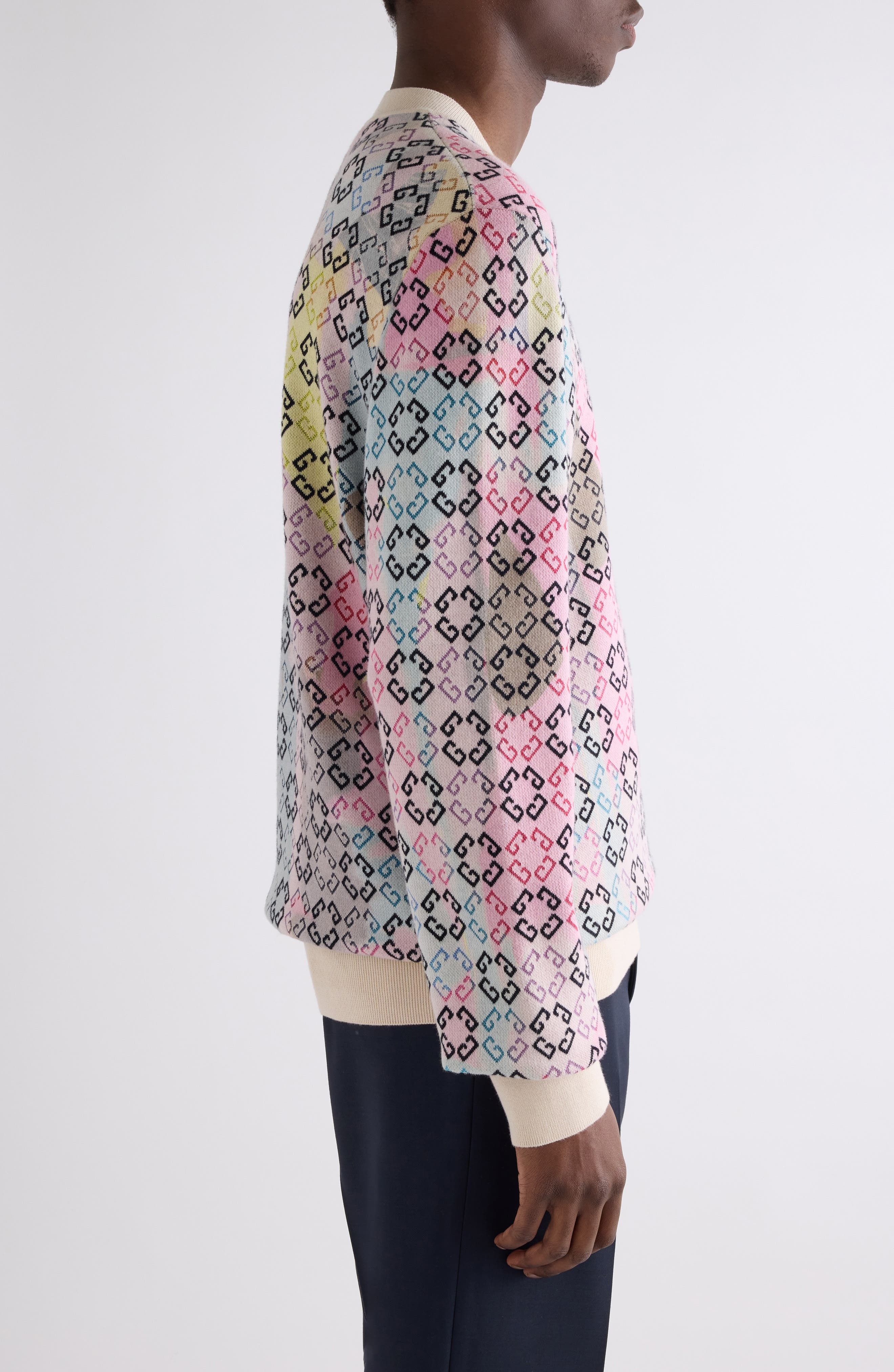 Givenchy Monogram 72 Jacquard Crewneck Sweater in Pink Multicolored at Nordstrom - 3