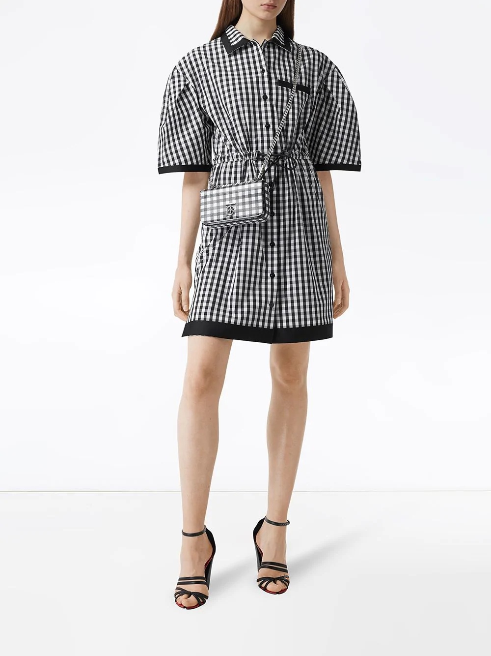 puff sleeve gingham shirt dress - 2