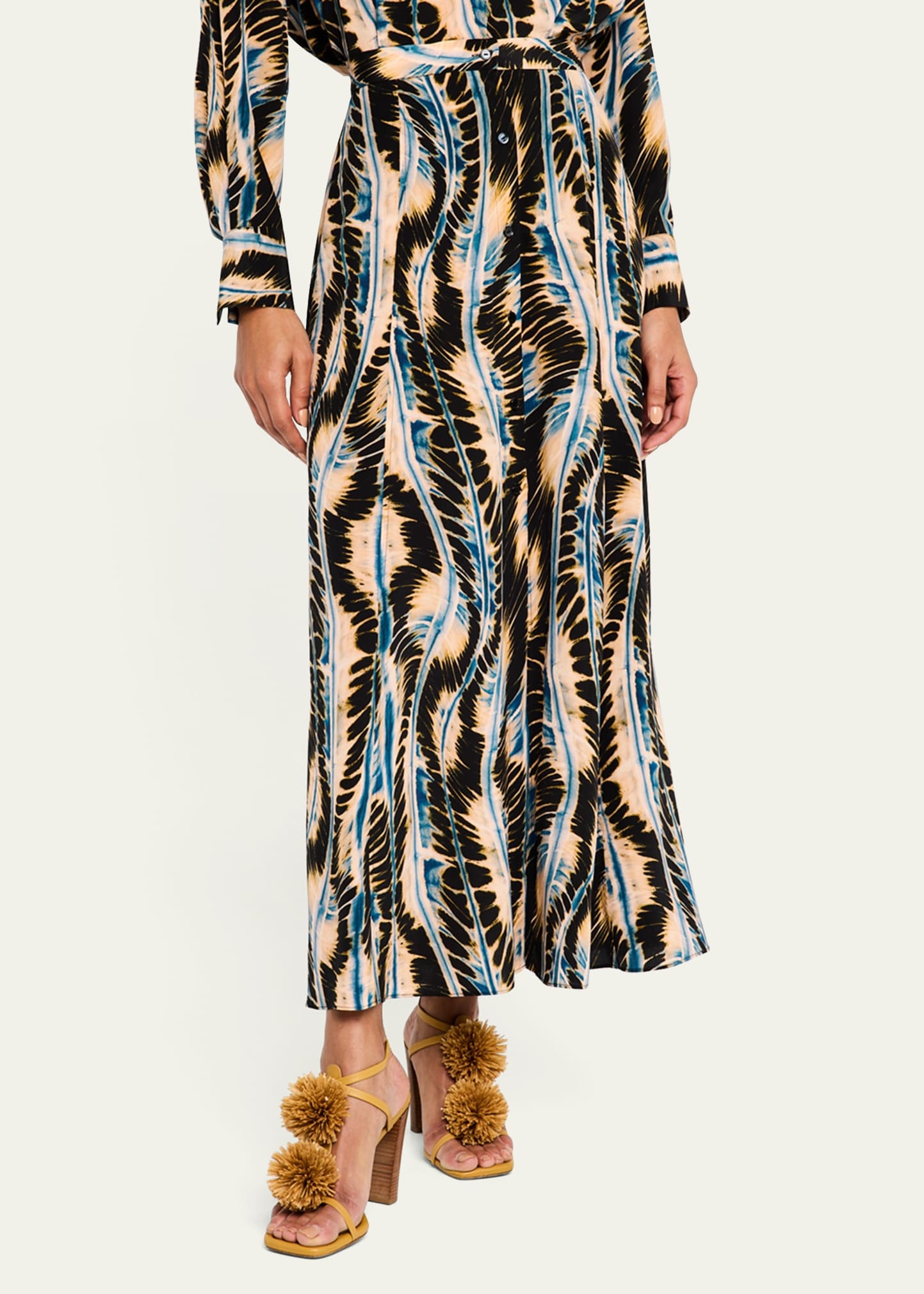 Rowan Button-Front Silk Skirt - 4