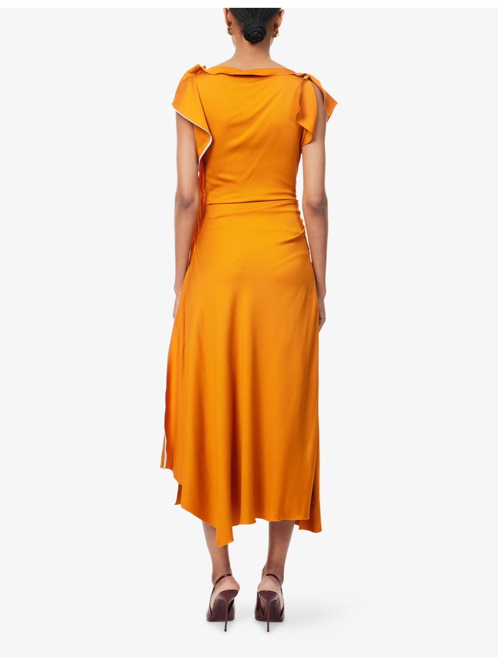Draped Asymmetric Stretch-Woven Midi Dress - 4